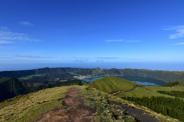 Sete Cidades Volcanic Crater with a Lake