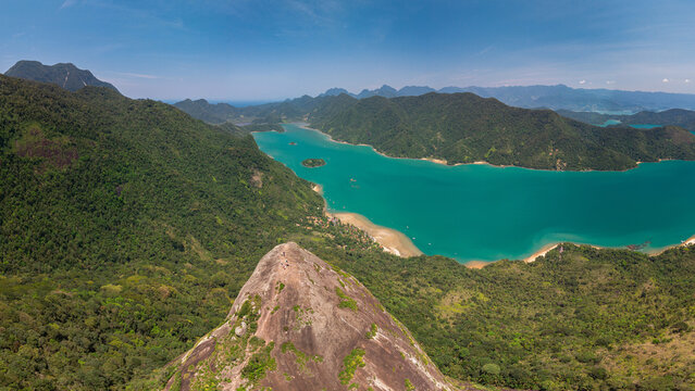 Aerial View to saco do mamangua in Paraty, Rio de Janeiro, Brasil, COnsider the only tropical fiord in the planet.