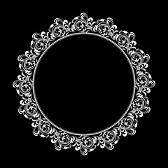 Decorative frame Elegant vector element for design in Eastern style, place for text. Floral black and white border. Lace illustration for invitations and greeting cards