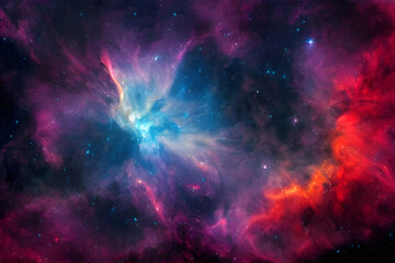 Fototapeta na wymiar A colorful nebula in space. Huge gas clouds and stars. 