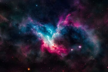 Fototapeta na wymiar A colorful nebula in space. Huge gas clouds and stars. 