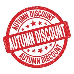 AUTUMN DISCOUNT text written on red round stamp sign.