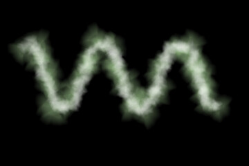 Smoke wave. Isolated on black background. Vector illustration.