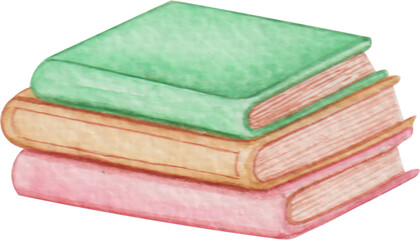 Books hand drawn watercolor clipart