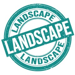 LANDSCAPE text written on blue round stamp sign