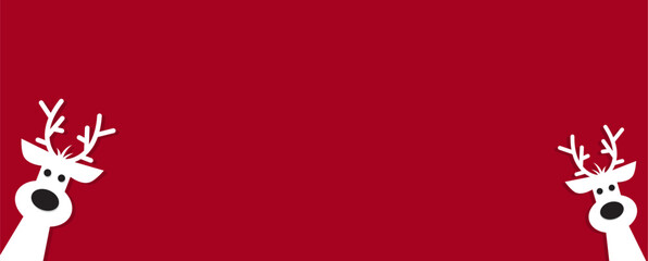 Cute Christmas reindeer on a red background. Christmas background, banner, or card. © TestersDesigns