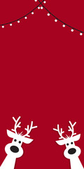 Cute reindeer on a red background. Christmas background, banner ,or card.