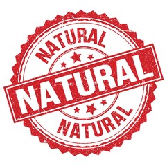 NATURAL text on red round stamp sign