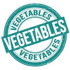 VEGETABLES text written on blue round stamp sign