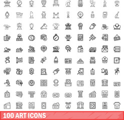 Fototapeta na wymiar 100 art icons set. Outline illustration of 100 art icons vector set isolated on white background