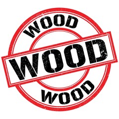 WOOD text on red-black round stamp sign