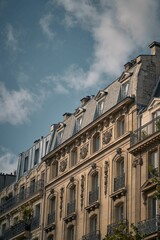 Vertical shot of modern buildings on a sunny day