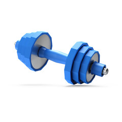 3d realistic dumbbell with black plates levitating in air on white background