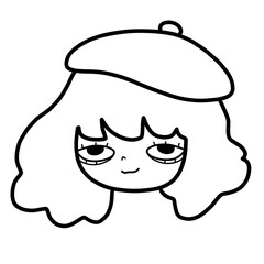 outline beret girl
