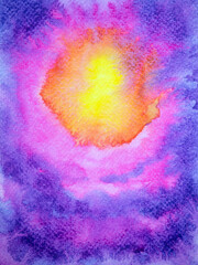 Sahasrara Crown Chakra violet purple color reiki mind spiritual health healing holistic energy watercolor painting art illustration design universe abstract background galaxy space rainbow texture - 542401708
