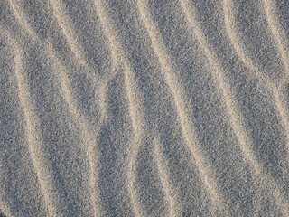 Fototapeta na wymiar The Hague, beach, October 10, 2022: Pattern of sand waves on a beach.
