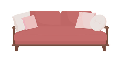 Couch with arms semi flat color vector object. Place to rest. Editable element. Full sized item on white. Furniture simple cartoon style illustration for web graphic design and animation
