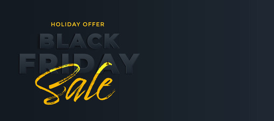 Black Friday Sale banner. Modern minimal design with black 3d typography. Trendy creative template for promotion, advertising, web, social and fashion ads. Vector illustration.