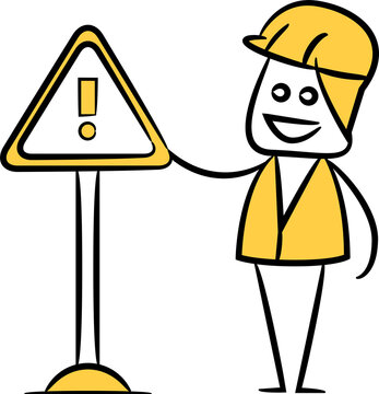 engineer and under construction signage stick figure illustration