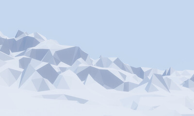 3D low polygon snow mountain.