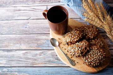 Healthy rye grain cookies with sunflower seeds