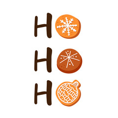 Ho ho ho. Santa Claus laughs. Text from Christmas gingerbread.