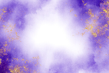 Purple and gold watercolor background texture paper