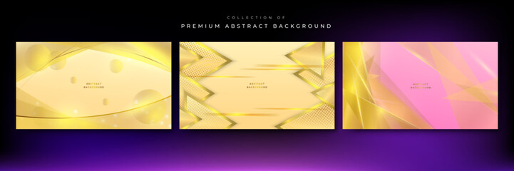 Set of luxury elegant gold and pink abstract background