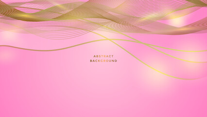 Luxury golden line background pink shades in 3d abstract style. Illustration from vector about modern template deluxe design.