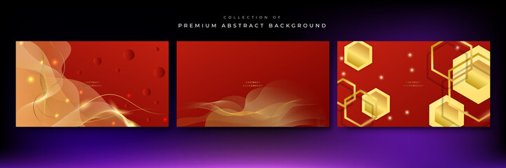 Red luxury background with golden line, diagonal line element and glitter light effect decoration