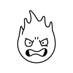 Evil character in the form of fire color line icon. Mascot of emotions.