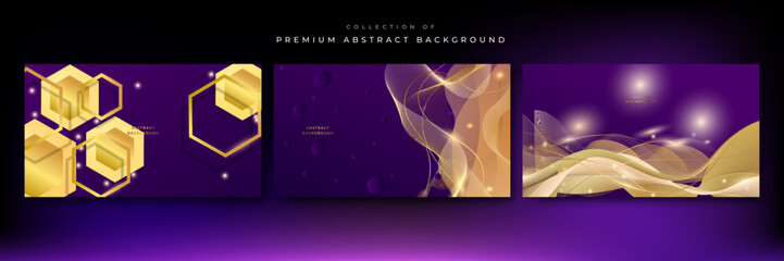 Abstract luxury gold and purple background. Creative luxury navy purple and golden lines background design.