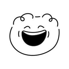 Green round funny character color line icon. Mascot of emotions.