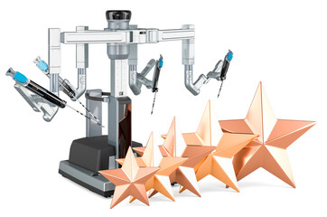 Robotic surgical system with five golden stars. 3D rendering