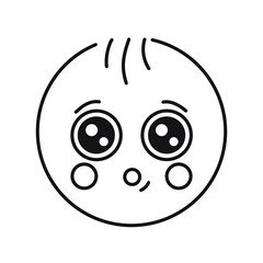 Interested round yellow character color line icon. Mascot of emotions.