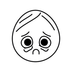 Oval blue crying character color line icon. Mascot of emotions.
