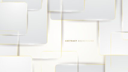 Abstract white and gold shapes background