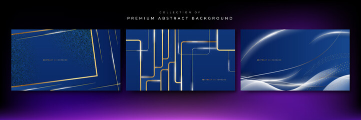 Abstract wavy luxury dark blue and gold background. Illustration vector