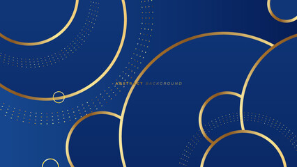 Abstract wavy luxury dark blue and gold background. Illustration vector