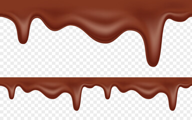 Melted chocolate is flowing and dripping