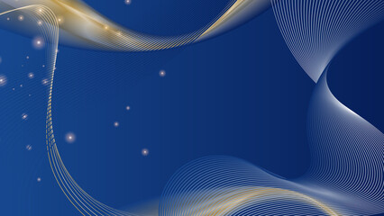 Abstract luxury blue and gold background. Dark blue luxury premium background and gold line.