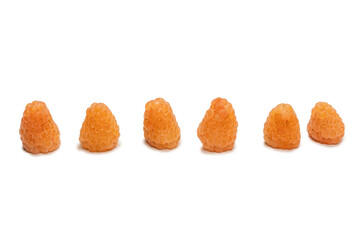 Tasty raspberries isolated on  white background.