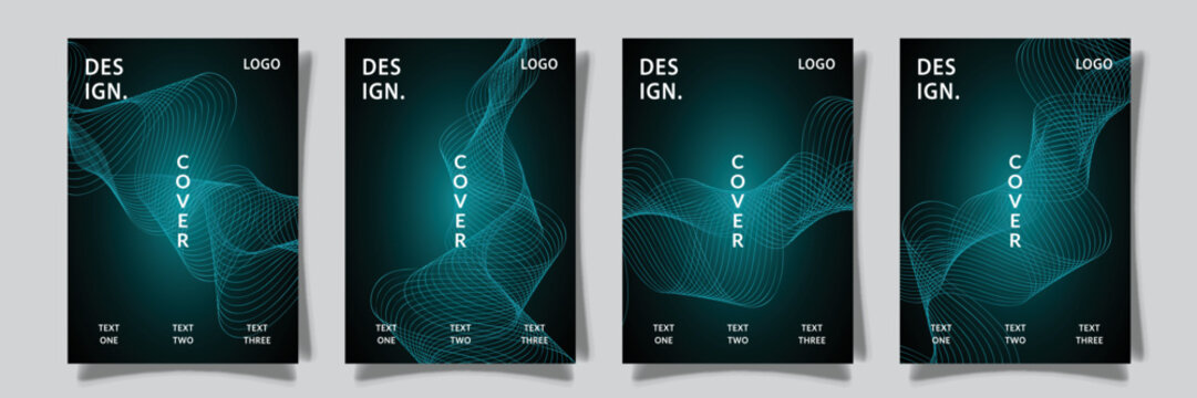 blue color futuristic abstract wavy cover collection vector design