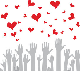 Colors hand up over white background vector illustration