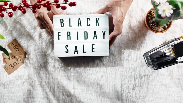 Black Friday sale sign on white background 