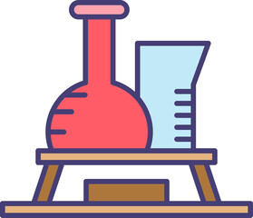laboratory glass and flask on stand icon