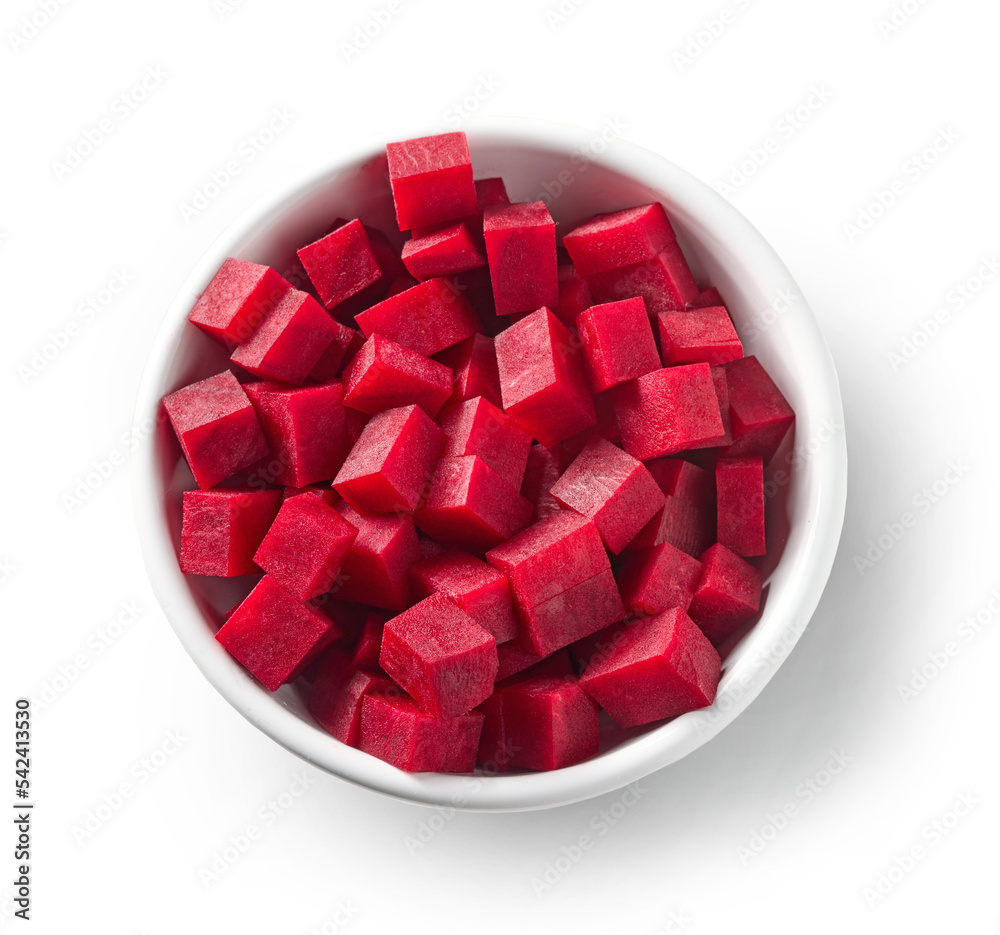 Wall mural bowl of beetroot cubes