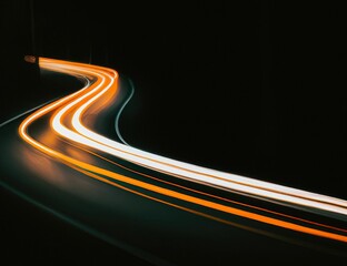 Light trails of cars on the road at night, long exposure