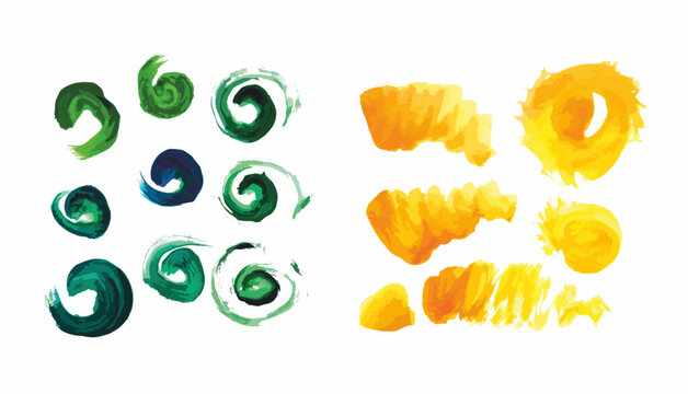 Green and yellow watercolor squiggles.