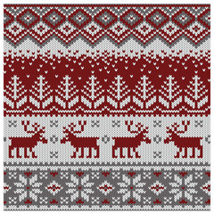 Embroidery Ugly Christmas vector pattern. Merry Christmas Happy New Year seamless pattern. Ornamental decor of paper, fabric or cloth. Ornament for Christmas pajamas, sweater and for knitting

